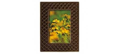 Mahogany Textile Leaf Ceramic Frame