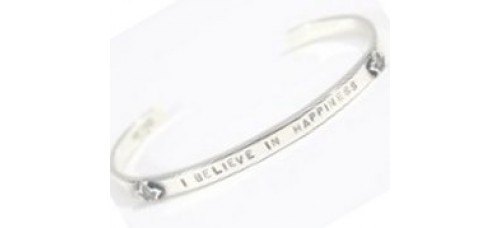 I Believe In Happiness Sterling Silver Bangle 