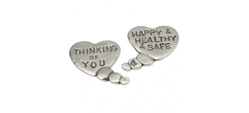 Thinking of you, Happy & Healthy & Safe Heart bubble coin by Tamara Hensick 